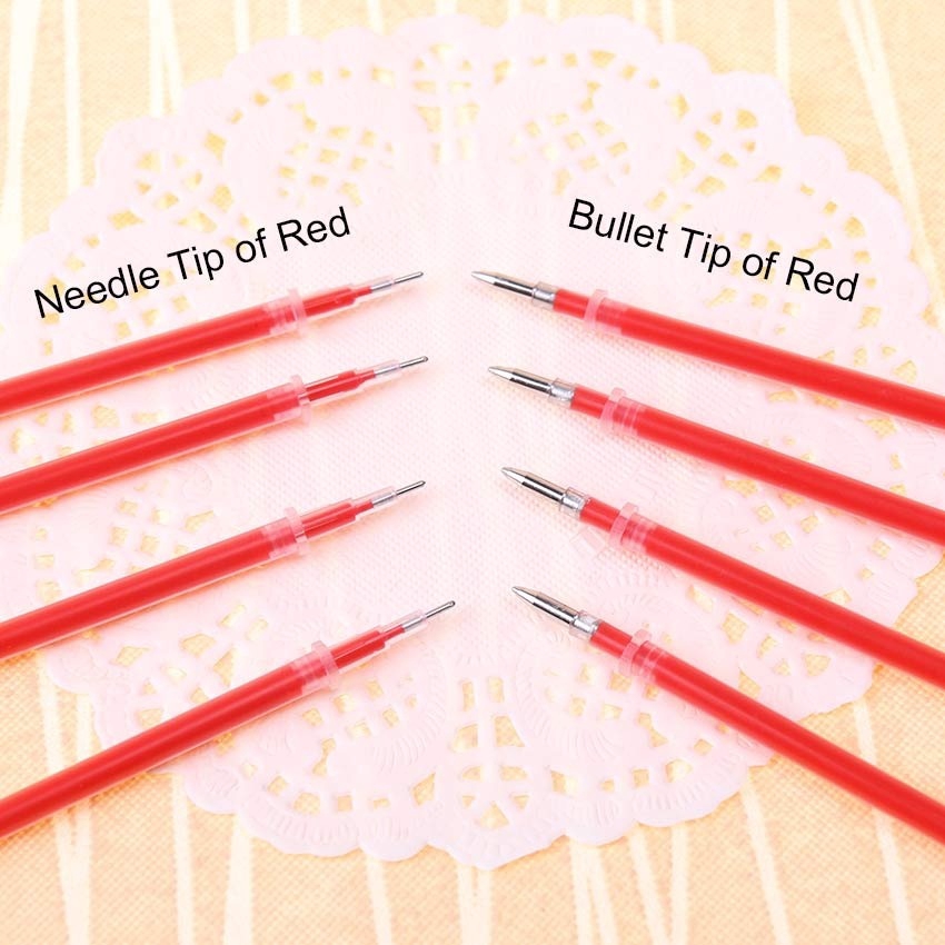 20 Ruột Bút Bi Mực Đỏ / Đen / Đỏ Ngòi 0.5mm 0.38mm