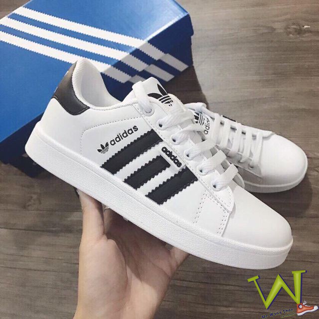 GIÀY THỂ THAO ADIDAS TRƠN ĐEN TRẮNG 3 SỌC NAM NỮ 36-43