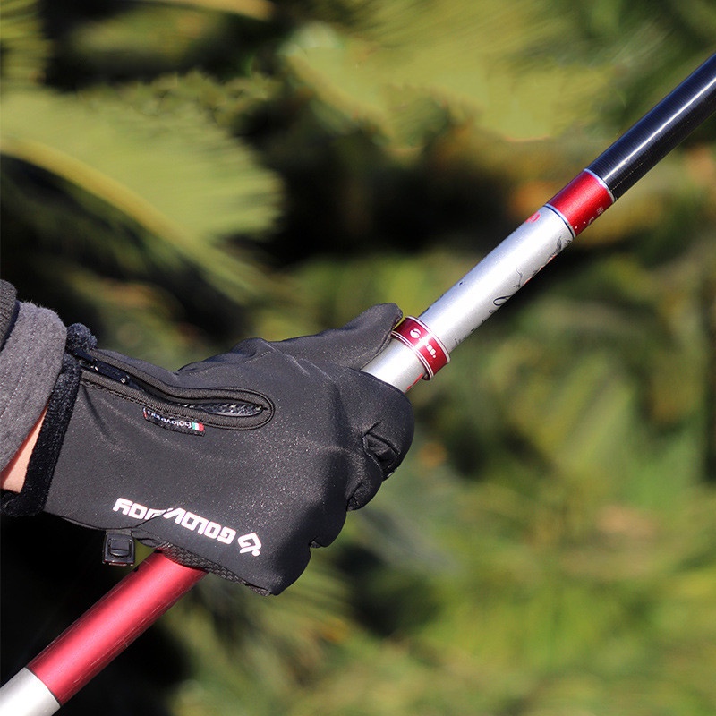 1 Đôi Găng Tay Hở Ngón Vải Nhung Giữ Ấm Mùa Đông Có Khóa Kéo Có Thể Chạm Màn Hình Cảm Ứng