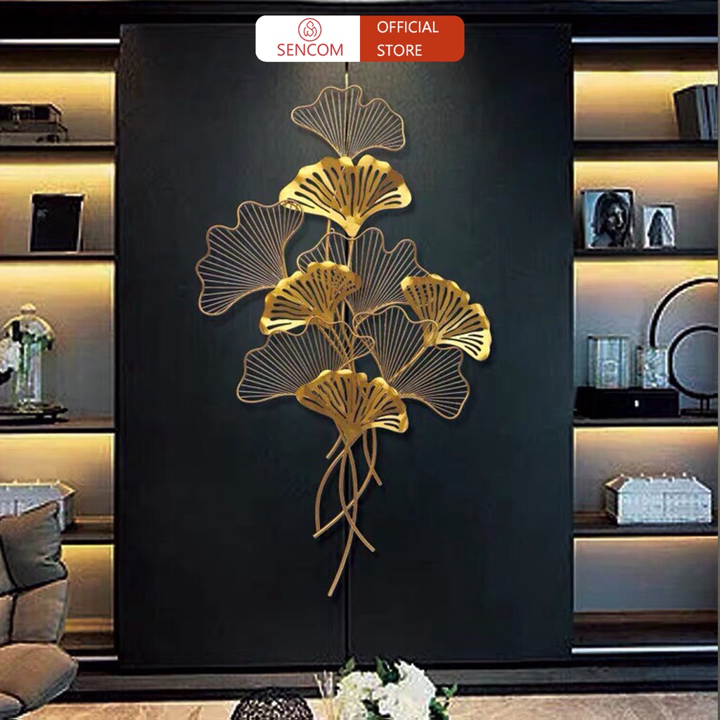 Tranh sắt treo tường nghệ thuật, trang decor trang trí hoa 2 vòng xanh lá đẹp cao cấp - 2056