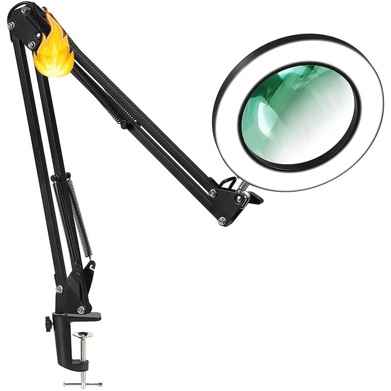 Đèn led kính lúp để bàn 3 màu sắc có thể điều chỉnh độ sáng tiện lợi