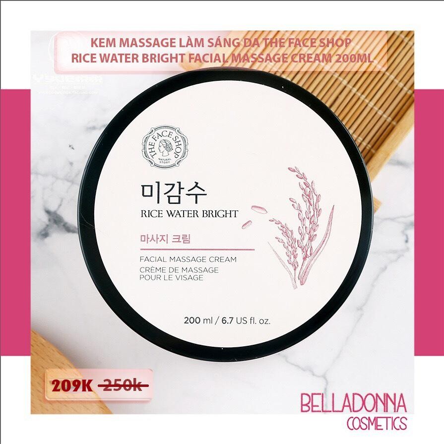 [Có Mã Giảm Giá] Kem Massage Toàn Thân Làm Sáng Da Rice Water Bright Facial Massage Cream The Face Shop 200ml