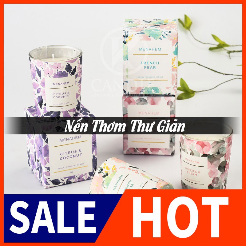 Nến Thơm Thư Giãn - Nến Thủy Tinh không khói MENAHEM - 3 mùi