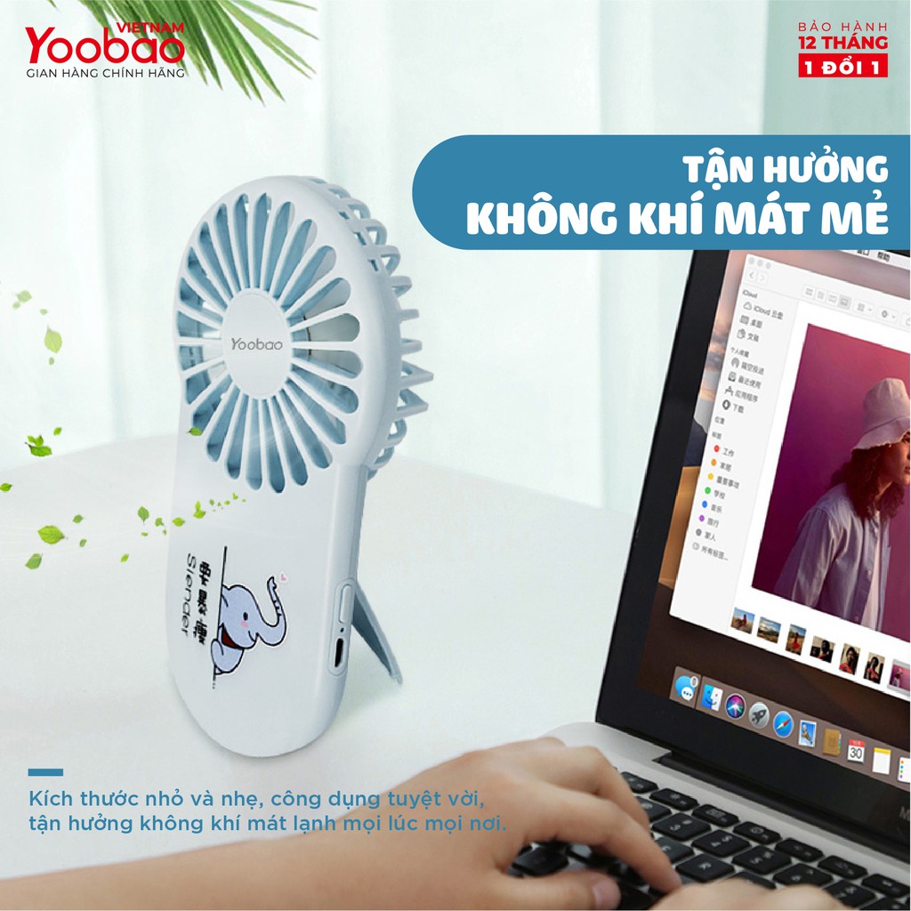 Quạt sạc mini cầm tay YOOBAO LT-S3152 - Kèm giá đỡ để bàn - 3 Chế độ gió - Hàng chính hãng - Bảo hành 12 tháng 1 đổi 1 | BigBuy360 - bigbuy360.vn