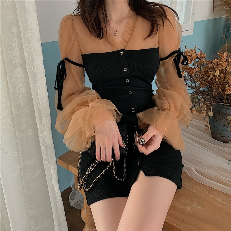 Đầm dáng ôm mini tay dài Emilyshop