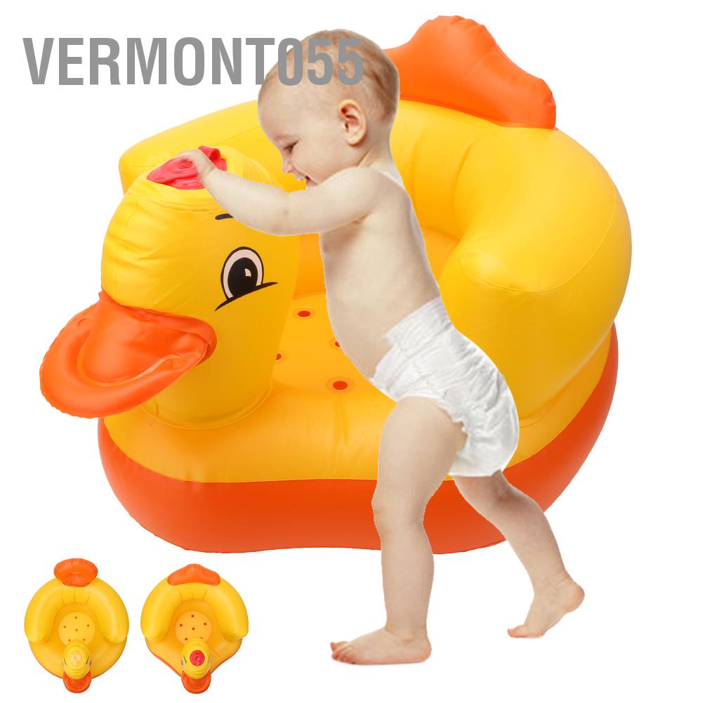 Có thể bán buôn Vịt vàng Bơm hơi Ghế cho bé Ghế sofa Bồn tắm Ghế dựa lưng an toàn Khả năng chịu lực 60KG Hàng giao ngayVermont055