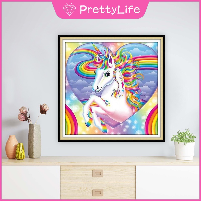 Bộ Tranh Đính Đá 5D Tự Làm 30x30cm / 40x40cm / 50x50cm Hình Kỳ Lân Đáng Yêu Trang Trí Nhà Cửa