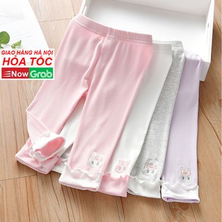 Quần legging bé gái từ 6 - 38kg chất len tăm THÊU THỎ