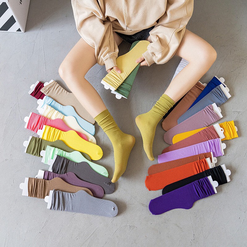 Vớ tất cổ cao trơn chun nhún cotton kháng khuẩn thời trang hàn quốc dành cho nam nữ giá rẻ MONEYSOCKS VC016