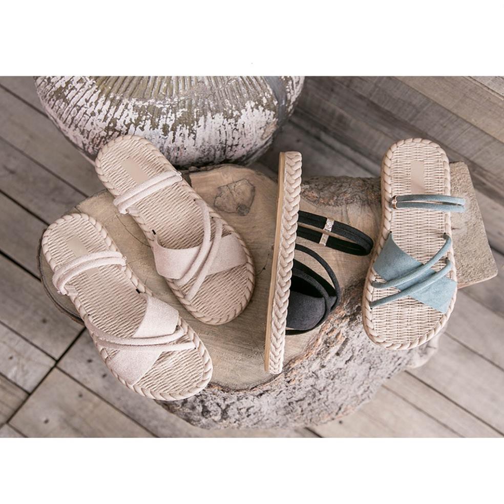 Sandal Nữ Đế Bệt Giả Cói Đi Nhẹ, Êm Chân Thời Trang Hàn Quốc Hót Trend Năm 2021- ST58 [ORDER QUẢNG CHÂU]