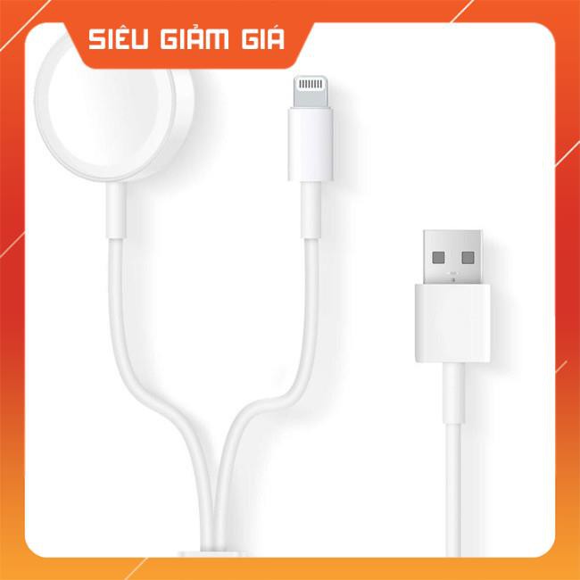 Đế sạc kiêm dây sạc Lightning mini 2 in 1 cho Apple Watch / iPhone / iPad / tai nghe AirPods / Airpods Pro hiệu Coteetci