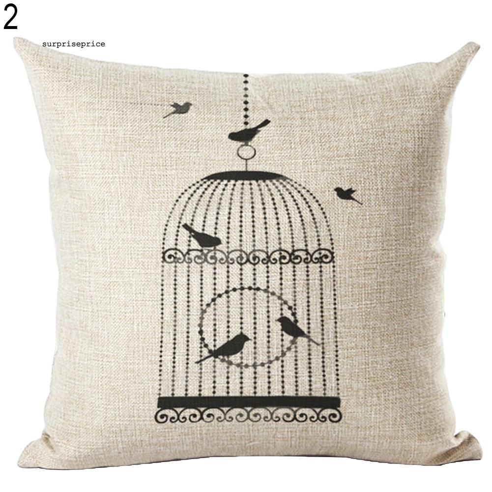 Bao bọc gối trang trí hình vuông in hình chú chim đáng yêu
