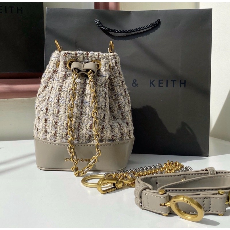 Túi C.N.K dáng hobo dạ sz 18cm