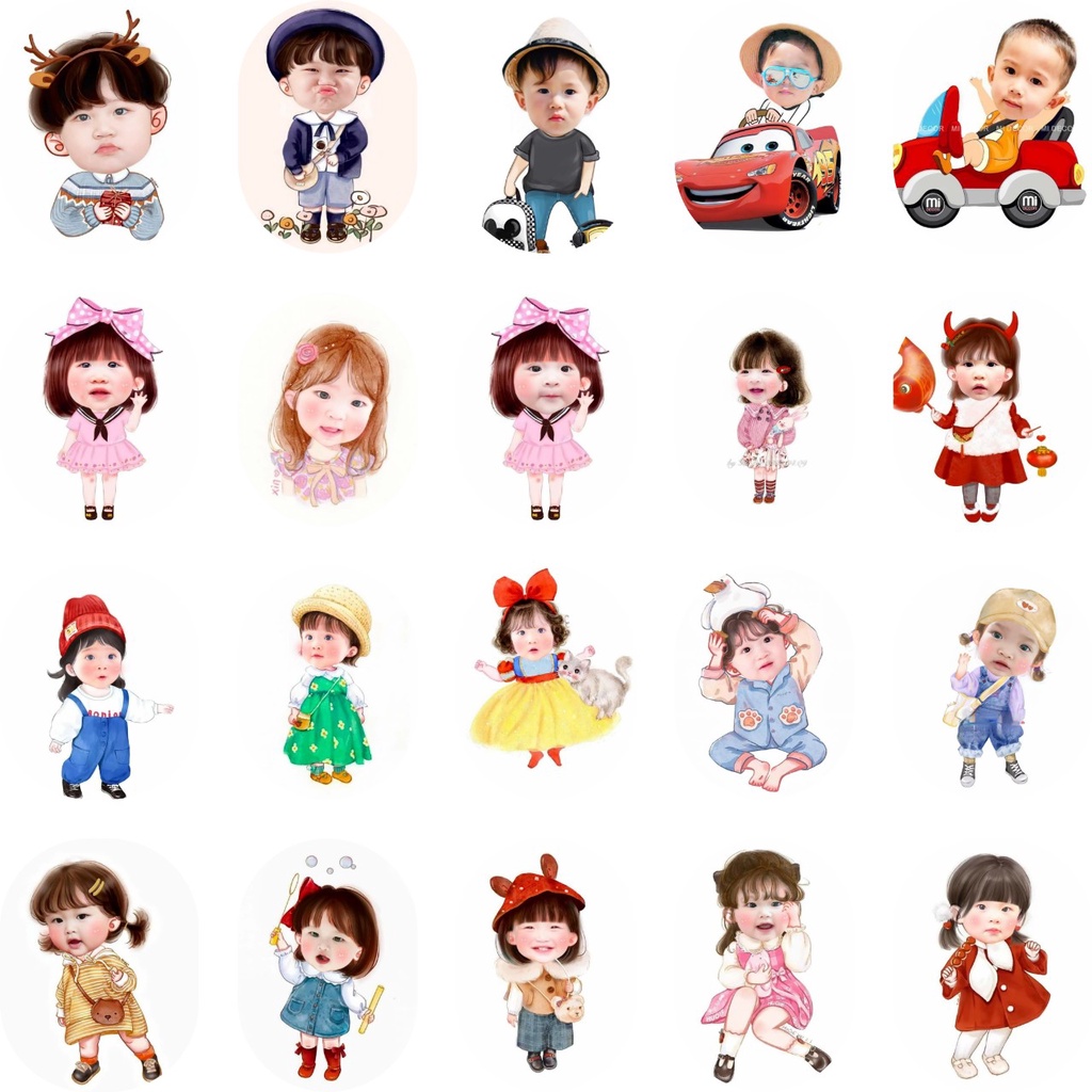 Chibi Sinh Nhật Bé Trai, Bé Gái - Chèn Hình Chibi Bé Trang Trí Sinh Nhật Thôi Nôi Siêu Hot 2023