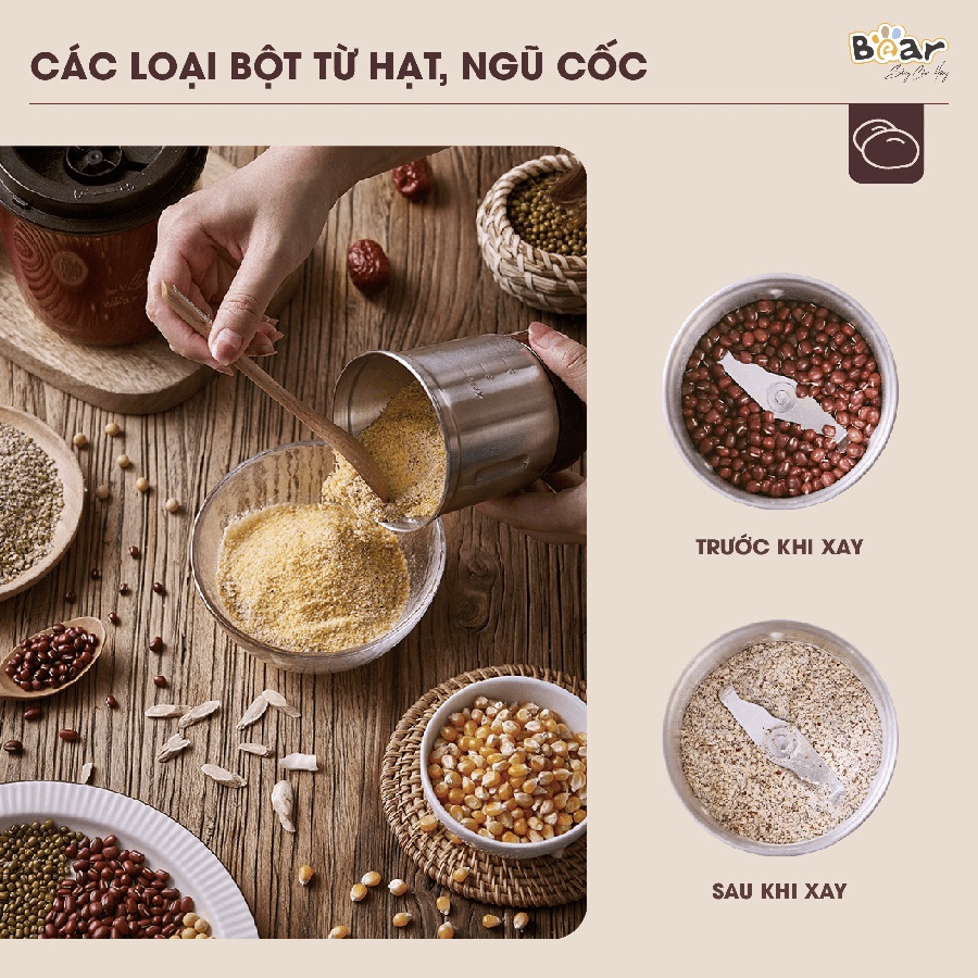 Máy xay bột khô Bear 200w, máy xay hạt khô, xay cafe, xay tiêu, HomeMart – Hàng chính hãng BH 18T