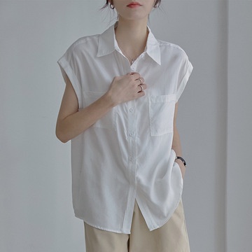 Áo Sơ Mi Trắng Tay Ngắn Hai Túi Dáng Rộng Thời Trang Mùa Hè Hàng Mới  Dành Cho Bạn Nữ