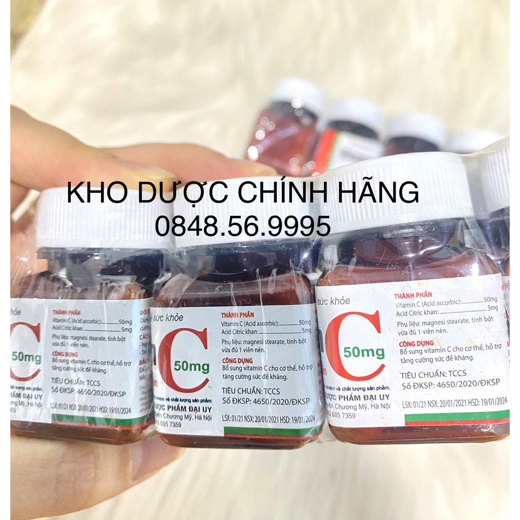 Combo 10 lọ VITAMIN C 50mg lọ x 100 viên nén - Bổ sung Vitamin C cho cơ thể, tăng cường sức đề kháng