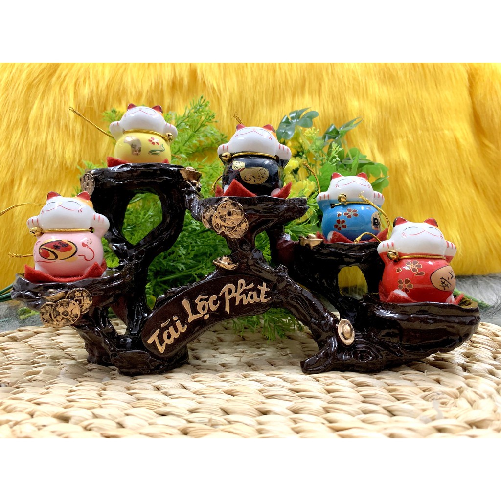 Tượng Mèo Sứ Thần Tài Maneki Neko và đế Tài Lộc Phát ( Việt Nhật )