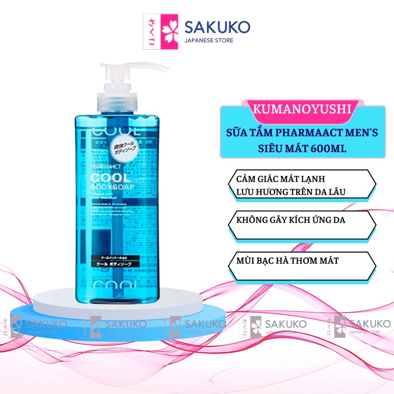 Sữa Tắm Cho Nam Pharmaact Men's Siêu Mát Nội Địa Nhật Bản 600ml - SAKUKO