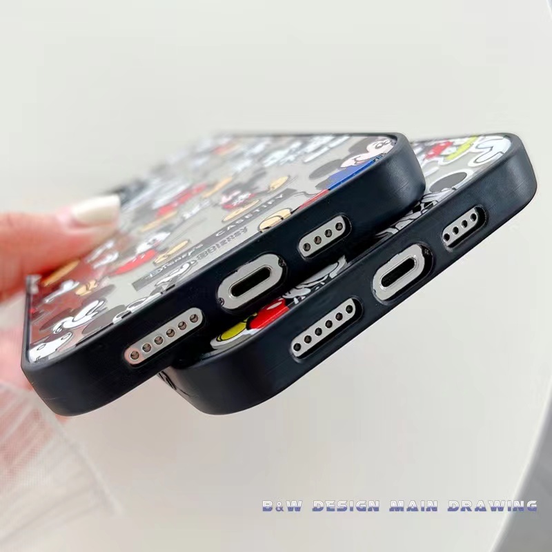 Hoạt Hình Ốp Điện Thoại Acrylic Cứng Chống Sốc Gắn Gương Cho iPhone 13 12 11 Pro Max XR IX XS Max i7 8 Plus