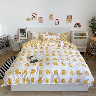 Bộ Ga Trải Giường 5 Món Cotton 98% Vân Đen M2-M4-M6-M8x2M