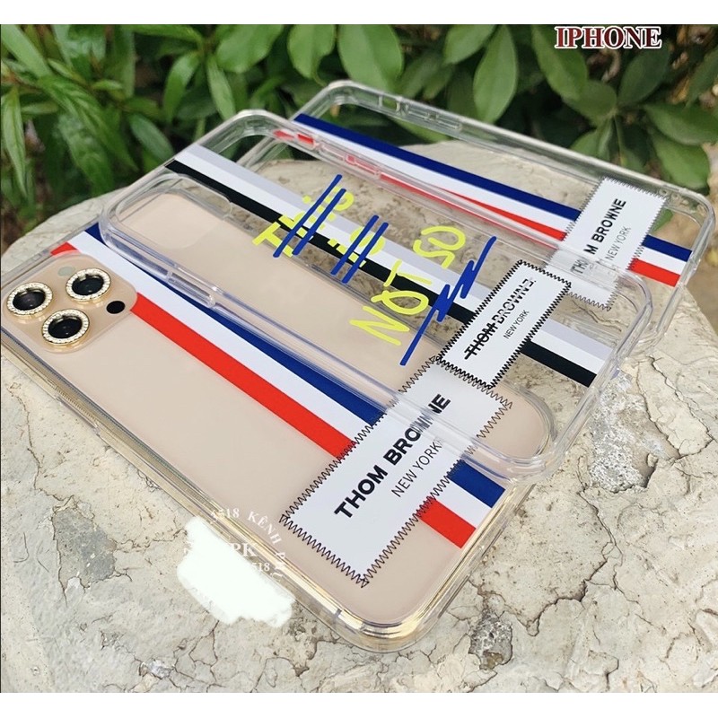 Ốp Thom Browne siêu phẩm Cho iPhone 14 pro max/14 pro/14/7+,X, Xs, Xs Max,11,11 Pro Max,12,12 Pro Max trong suốt viền d