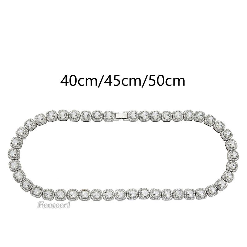 Vòng cổ Mặt Vuông Đính Đá Lấp Lánh Fenteer1