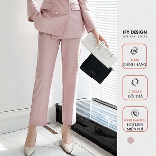 Quần baggy nữ ống đứng màu hồng nhạt pastel IFY Design FS334Q