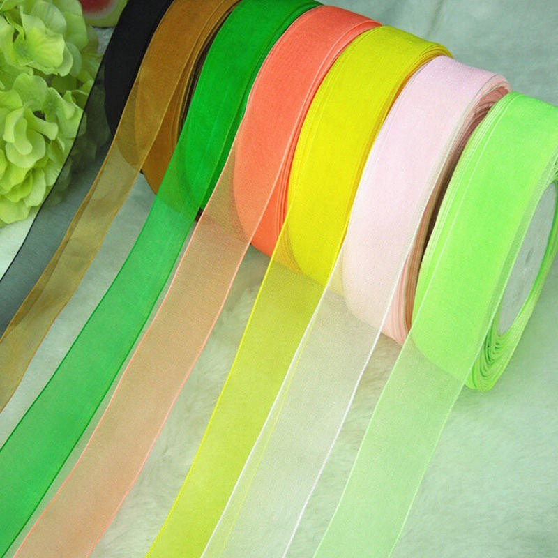 50 yards dây ruy băng Satin Sheer Ribbon Craft