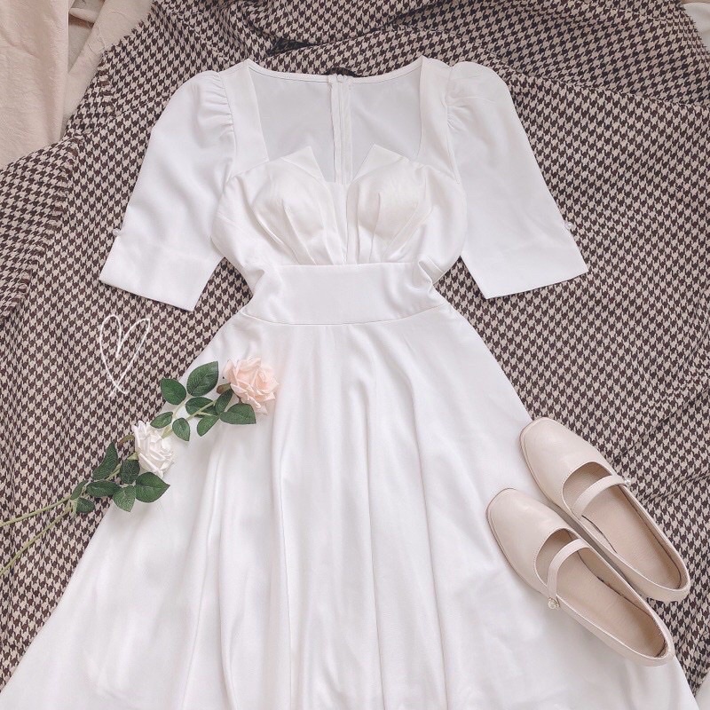 [Shop bigsize nữ] Đầm công chúa dáng dài bigsize 60-90kg L-XL-XXL màu trắng/ đen