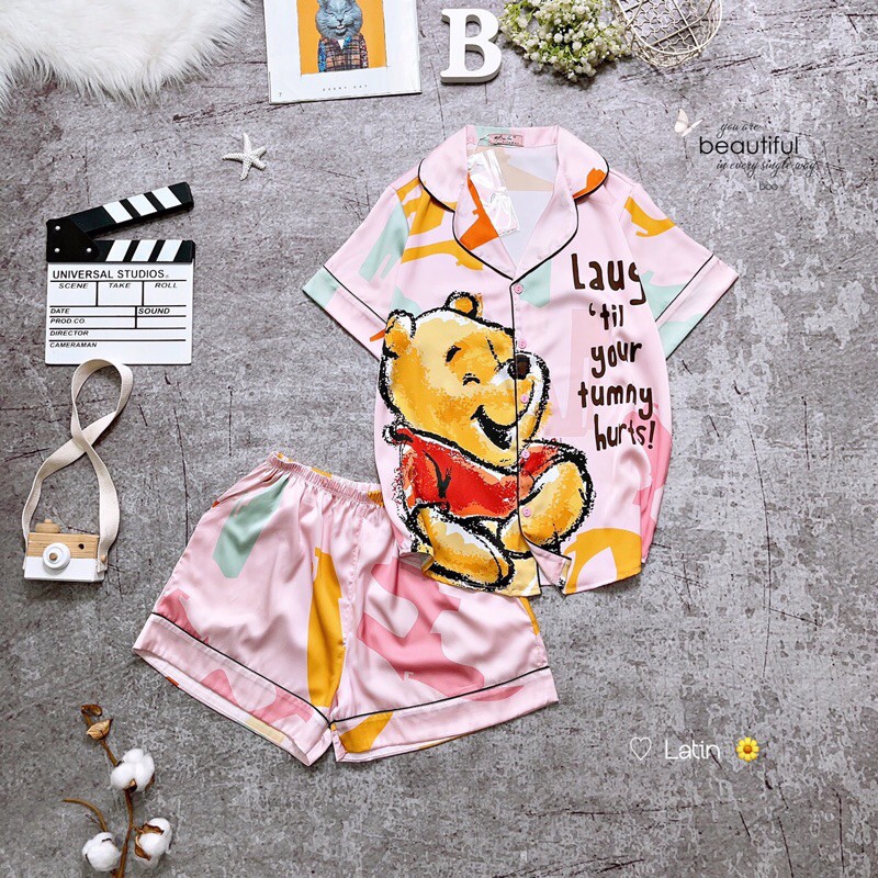 Pijama Lụa Latin Gấu Pooh