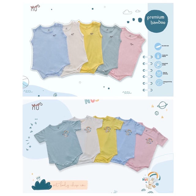 Body Chip sát nách/cộc tay Nus vải sợi tre mềm mịn cho bé