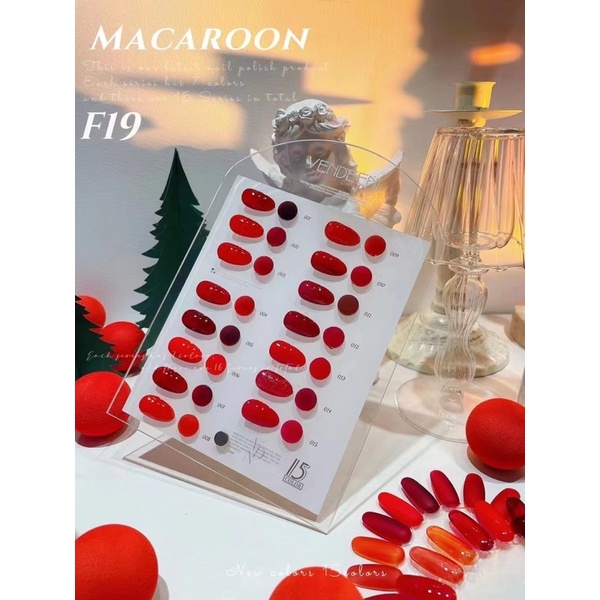 sơn gel vendeeni đỏ set 15 màu kèm bảng màu mã F19