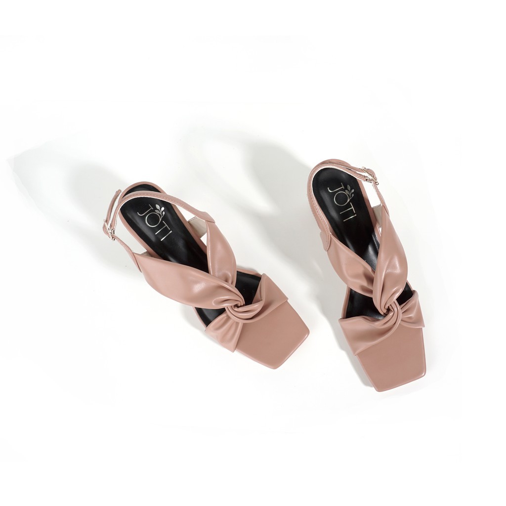 JOTI Giày Sandal Cao Gót Nữ Alma 3264VN6 2021 - Màu Bạc Quai Nhún Xéo Dịu Dàng Đế Trụ 6cm - Mang Công Sở Đi Làm Dự Tiệc