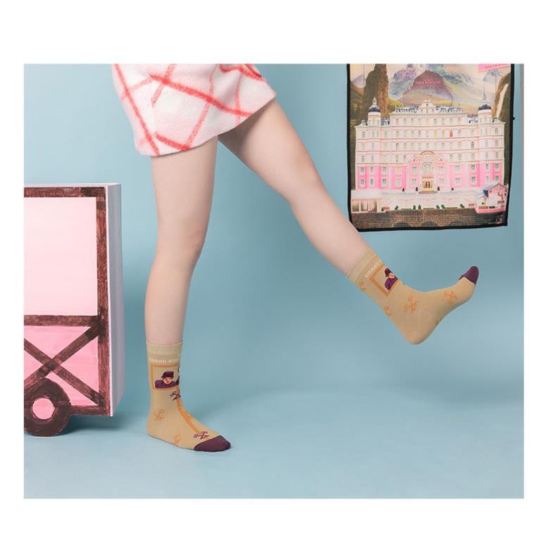 Tất cổ cao Nam nữ Unisex Cá tính Thu Đông In hình Budapest Vớ Cao cổ Nam Nữ Unisex Cá tính Thêu Jacquard