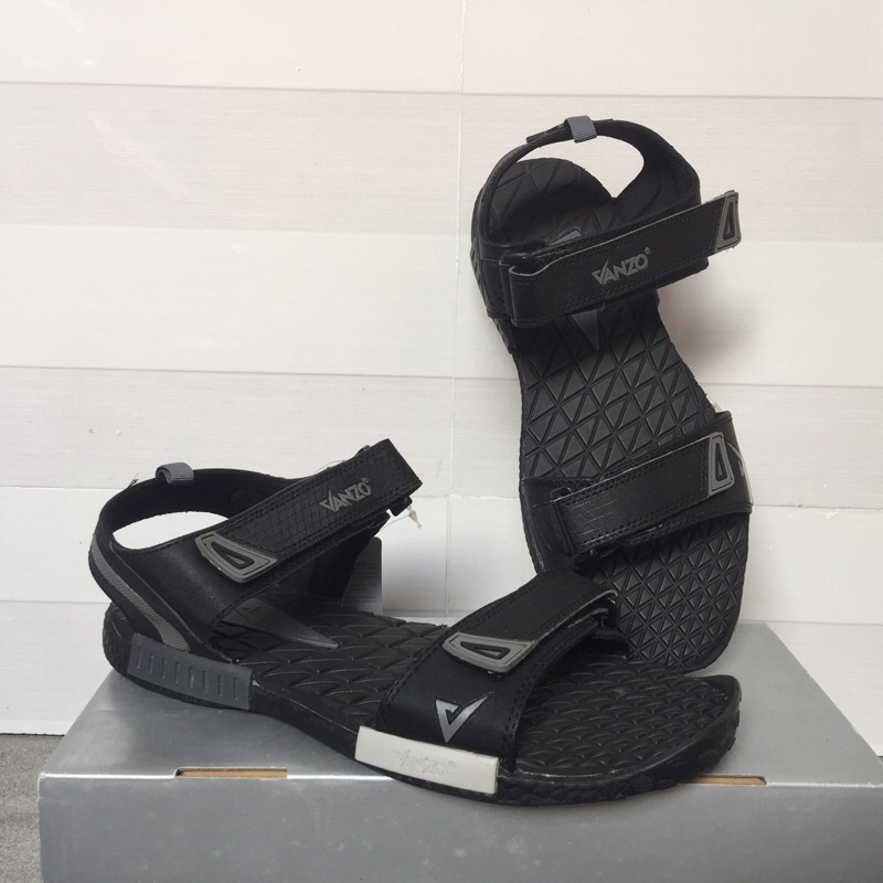 Giày sandal Vanzo xuất khẩu, dép quai hậu nam 2 quai cao cấp màu đen, cam big size 40; 41; 42; 43