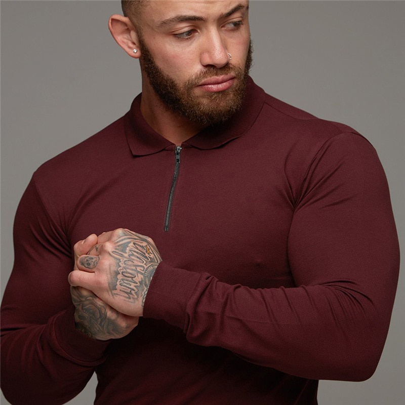 Áo thể thao tay dài có dây khóa kéo màu trơn dành cho nam