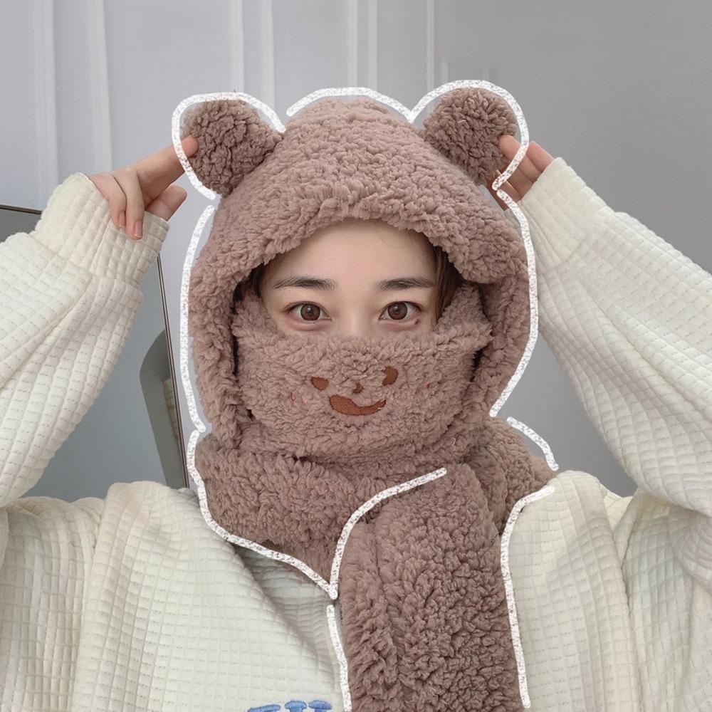 Bộ Mũ Beanie Kèm Khăn Choàng Chống Gió Giữ Ấm Mùa Đông