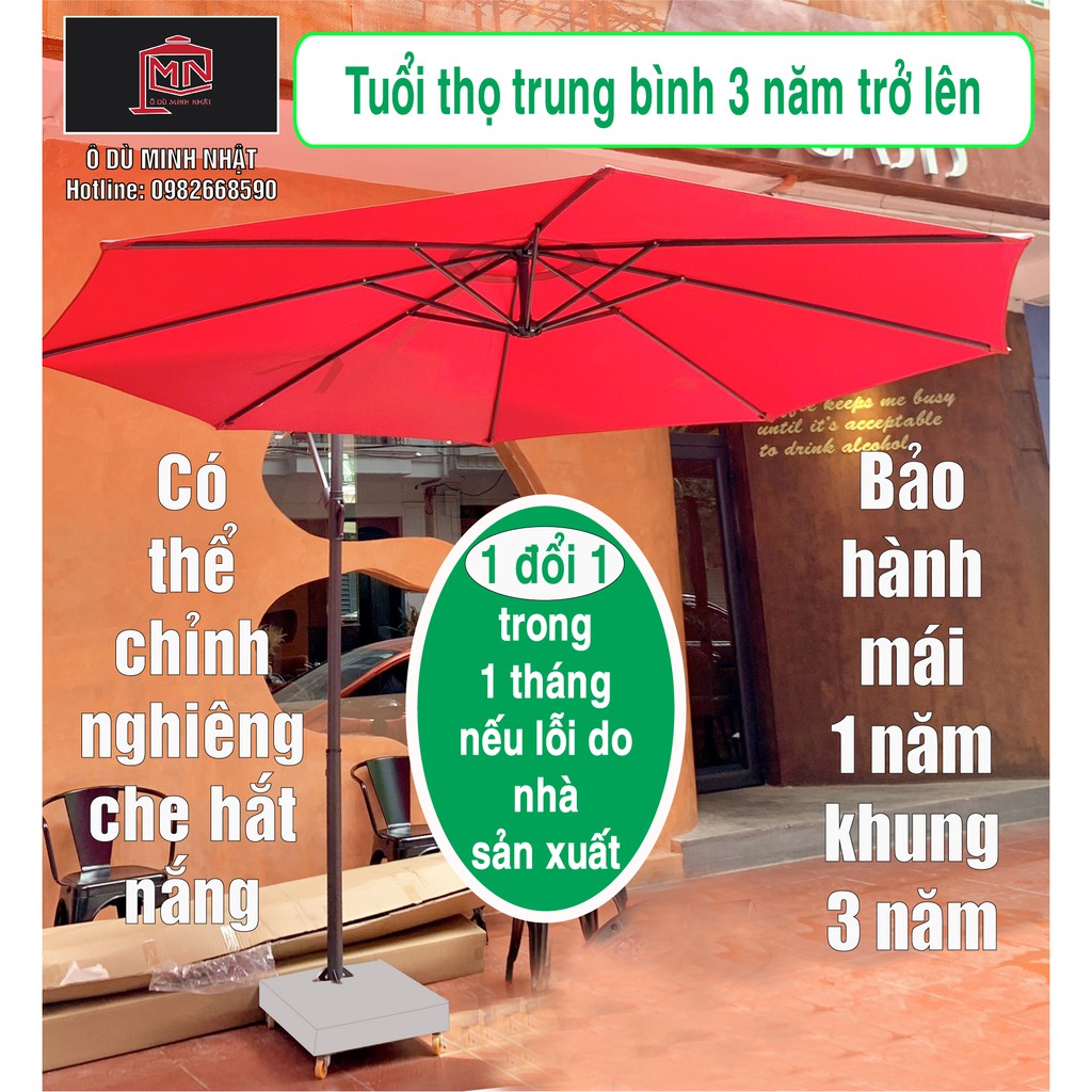 Dù che nắng lệch tâm tròn 3m có thể chỉnh góc nghiêng (Đã bao gồm vỏ chân đế, chưa đổ bê tông)