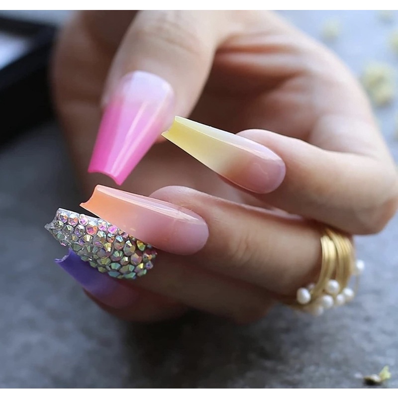 Nail box Nuna móng úp thiết kế móng tay cầu vồng ombre