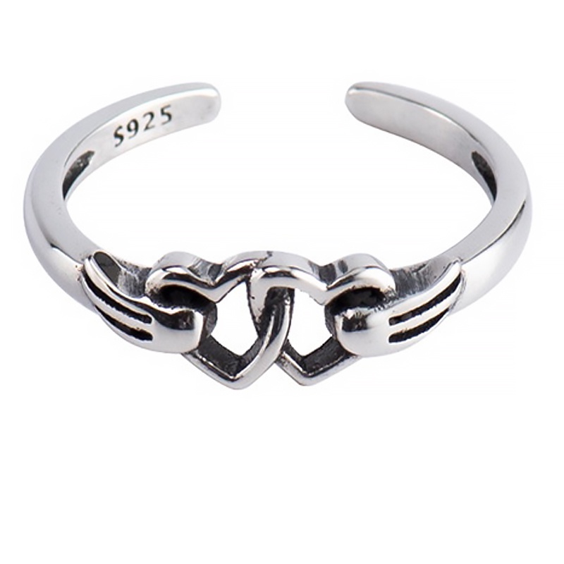 Nhẫn Bạc Nữ S925 Hình Trái Tim Đôi Gắn Kết Yêu Thương - N1739 - Bảo Ngọc Jewelry