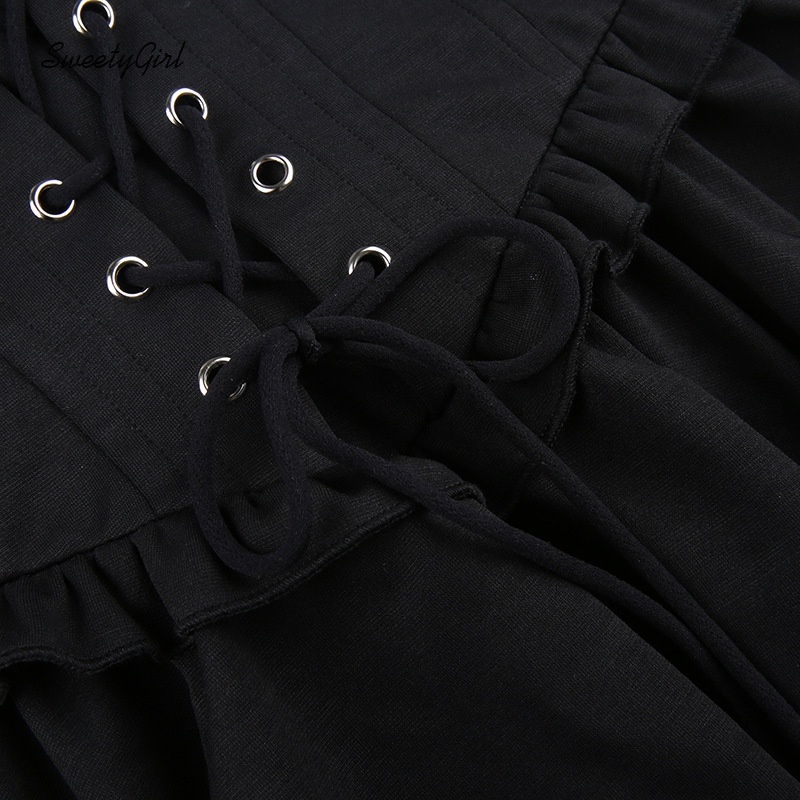 Đầm Mini Tay Dài Ôm Eo Màu Đen Trơn Thời Trang 2022 Dành Cho Nữ