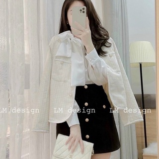 Áo sơ mi thắt nơ lệch siêu xinh