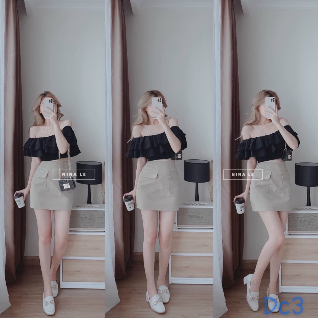 SÉT CHÂN VÁY ÁO TRỄ VAI TÔN DÁNG NÀNG THƠ DX THỜI TRANG HHP