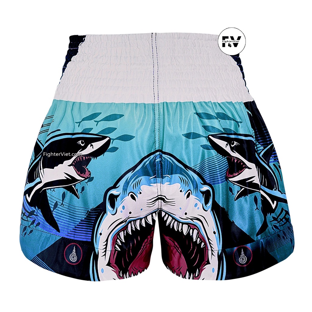 Quần TUFF Muay Thai Boxing Shorts The Carcharodon - Cá Mập Xanh