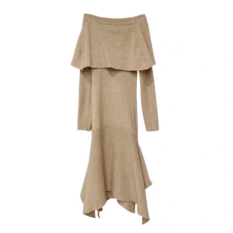 VÁY LEN TRỄ VAI ĐUÔI CÁ PHONG CÁCH HÀN QUỐC SANG TRỌNG THU ĐÔNG