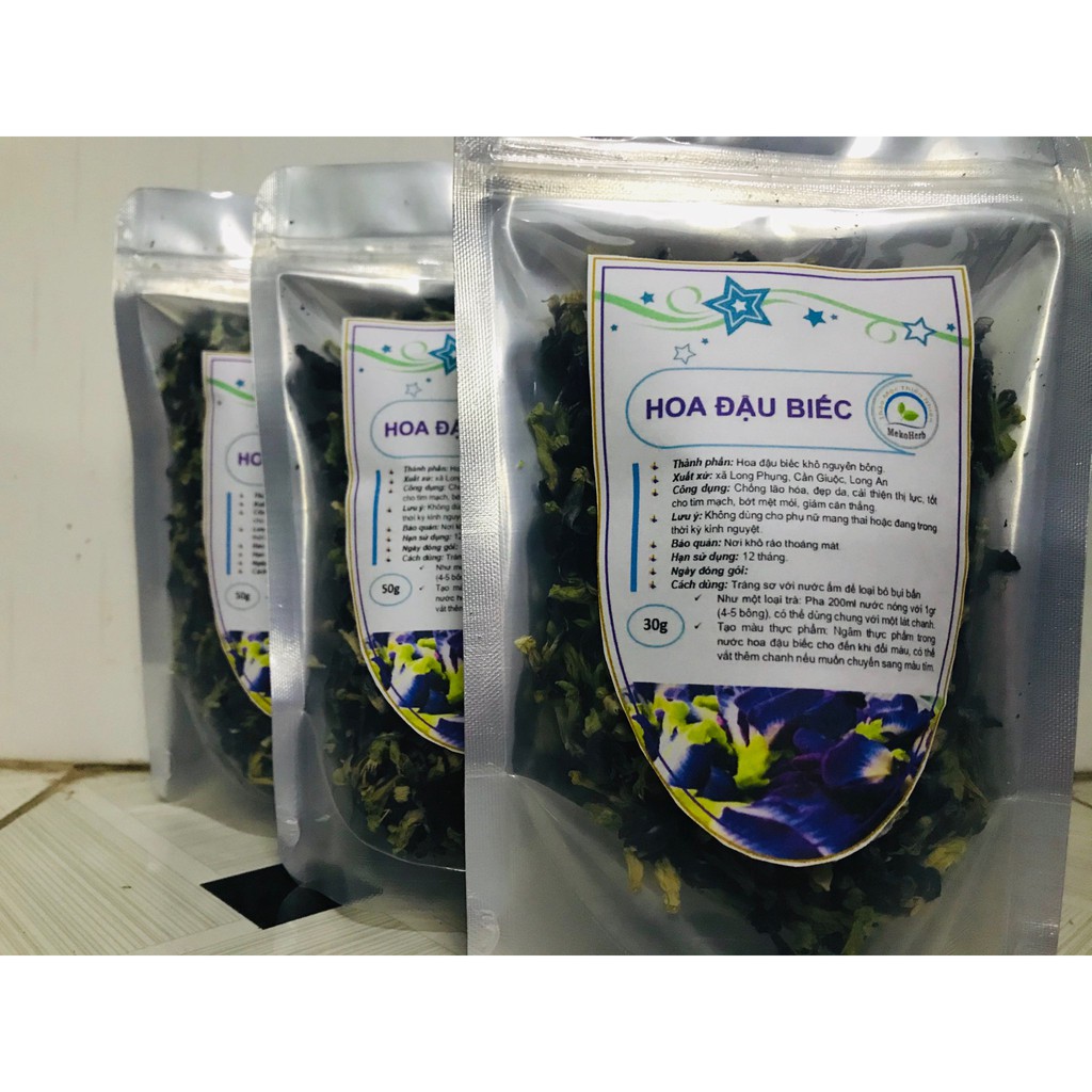 HOA ĐẬU BIẾC KHÔ BÔNG KÉP NHÀ LÀM 30g ~ 100g (Tặng kèm 20g lạc tiên khô khi mua 100g)