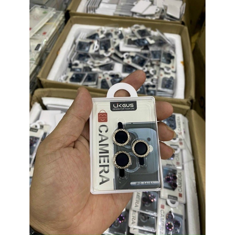 Bộ dán likGus bảo vệ mắt camera kim cương cho iPhone 13 12 Mini, 12, 12 Pro, 12 Pro Max, 11, 11 Pro max đủ màu máy titan