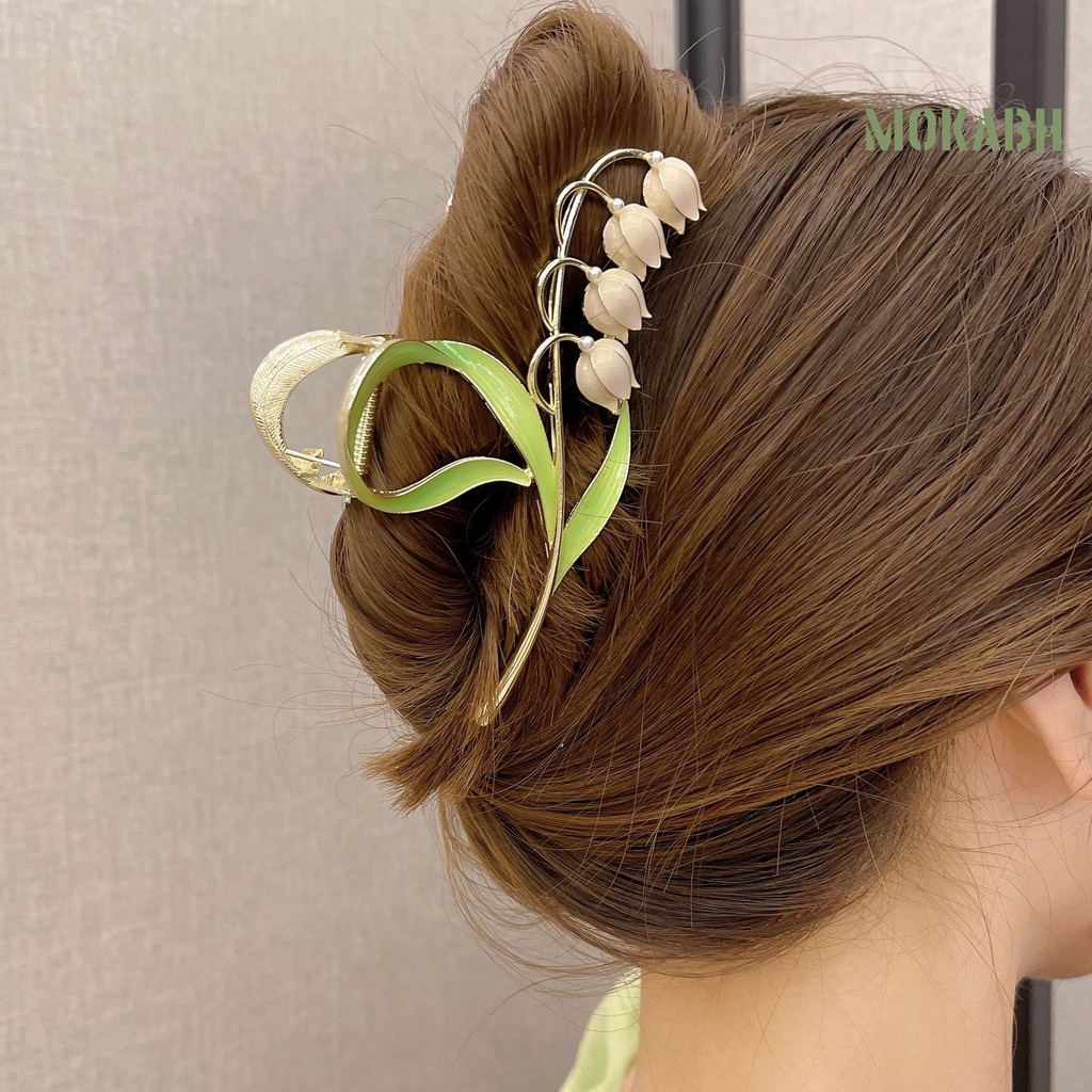 Kẹp Tóc [Kẹp Tóc] Kẹp Tóc Móng Vuốt Mạ Vàng Bóng Thanh Lịch Không Trơn Trượt Bằng Hợp Kim Thung Lũng Cho Nữ Trung Bình