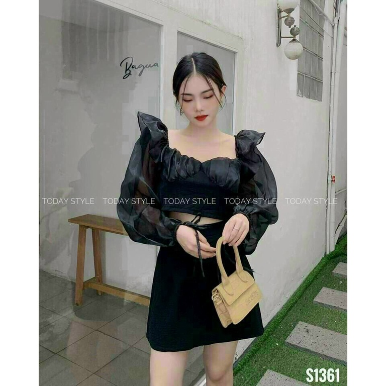 Set áo cánh tiên tay dài và chân váy xinh xắn